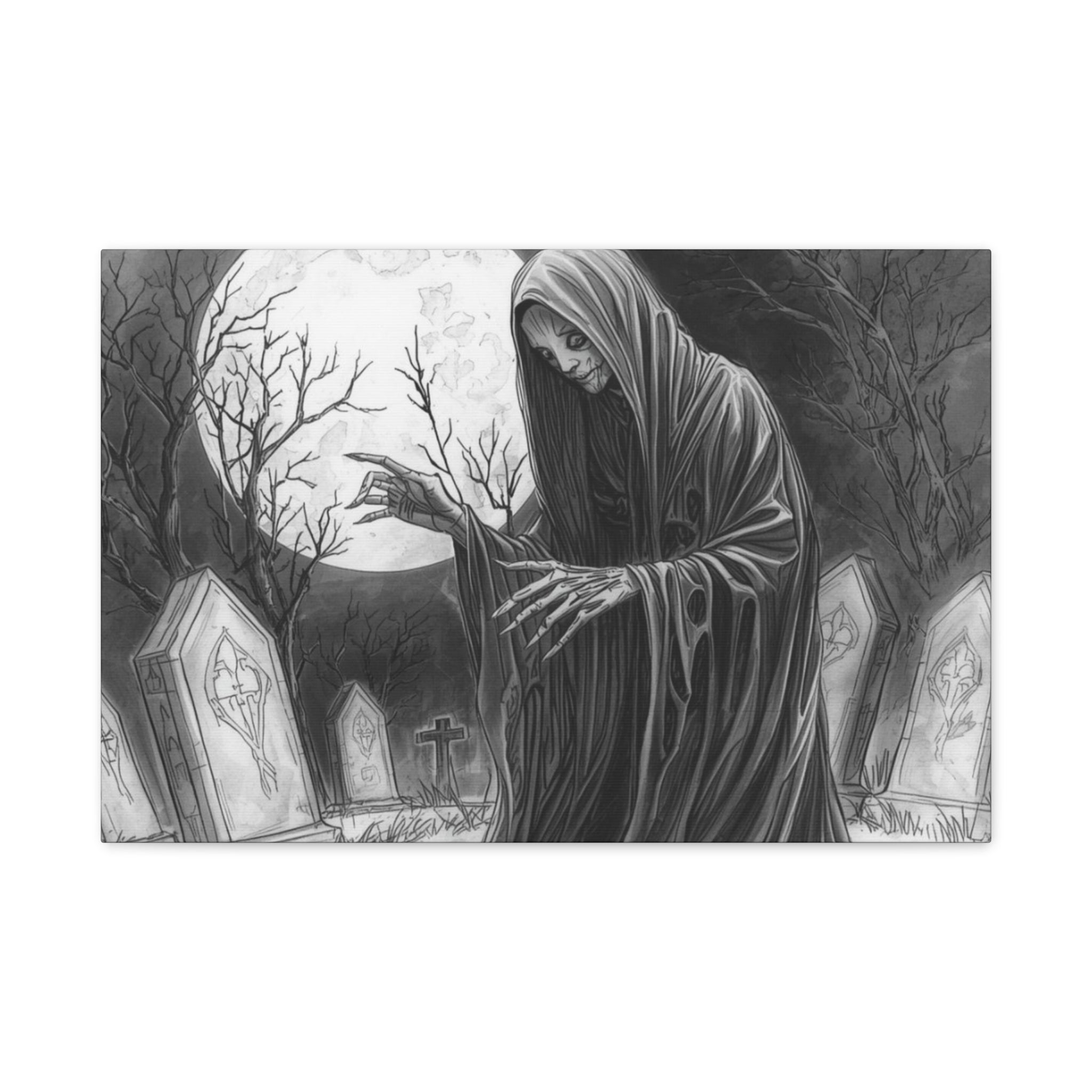 Grim Reaper Graveyard Matte Canvas Wall Art
