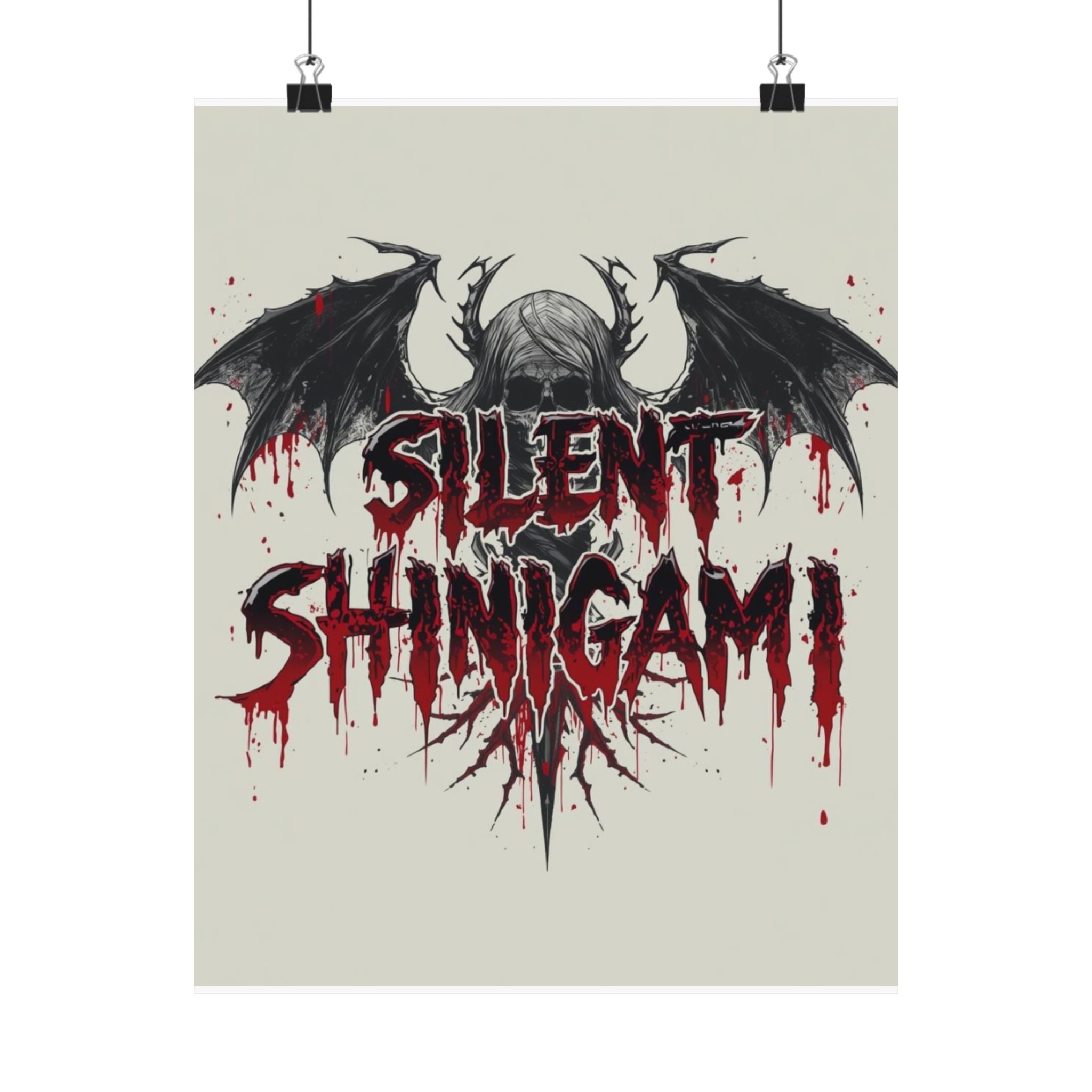 Silent Shinigami Matte Poster — Dark Gothic Skull & Wings Wall Art