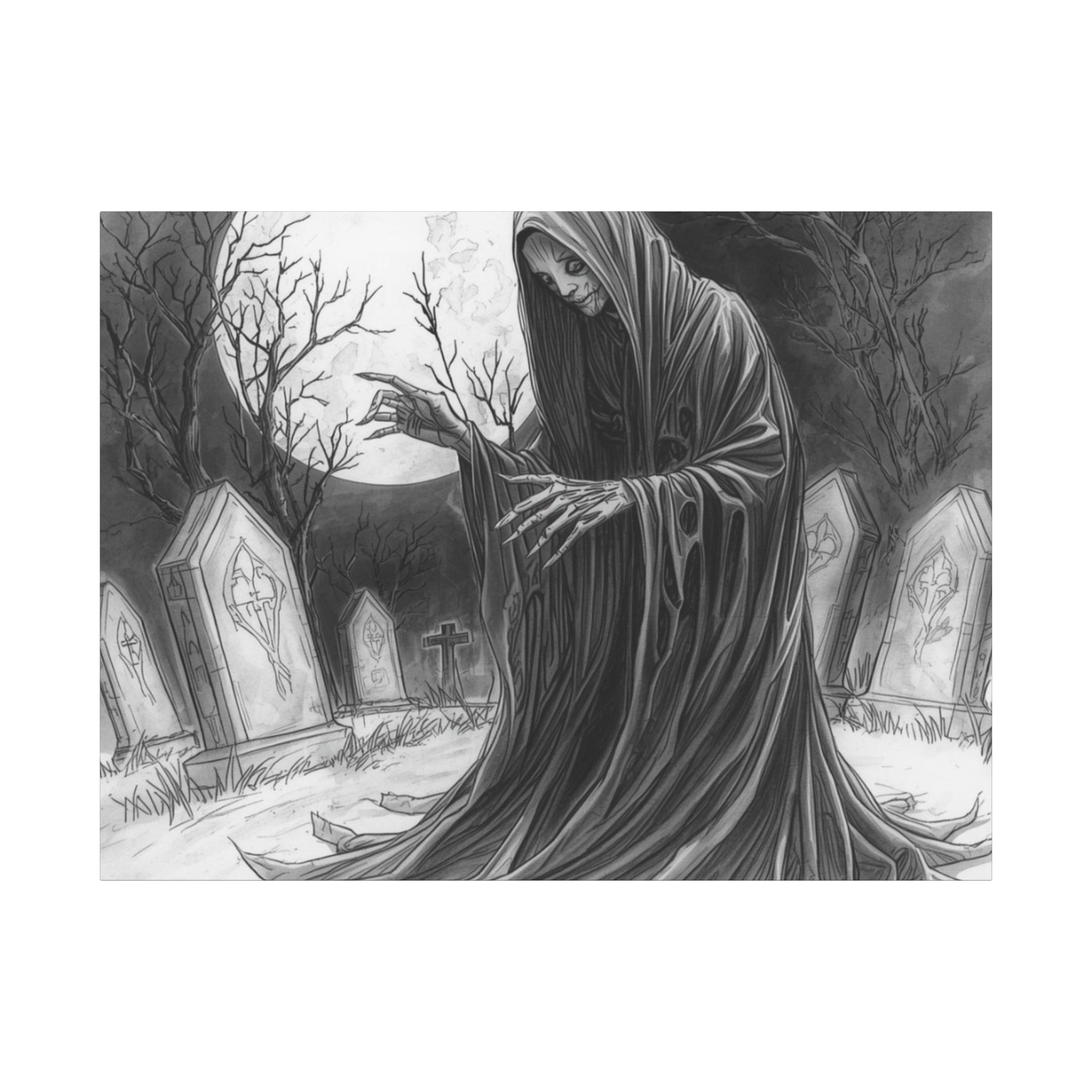 Grim Reaper Graveyard Matte Canvas Wall Art