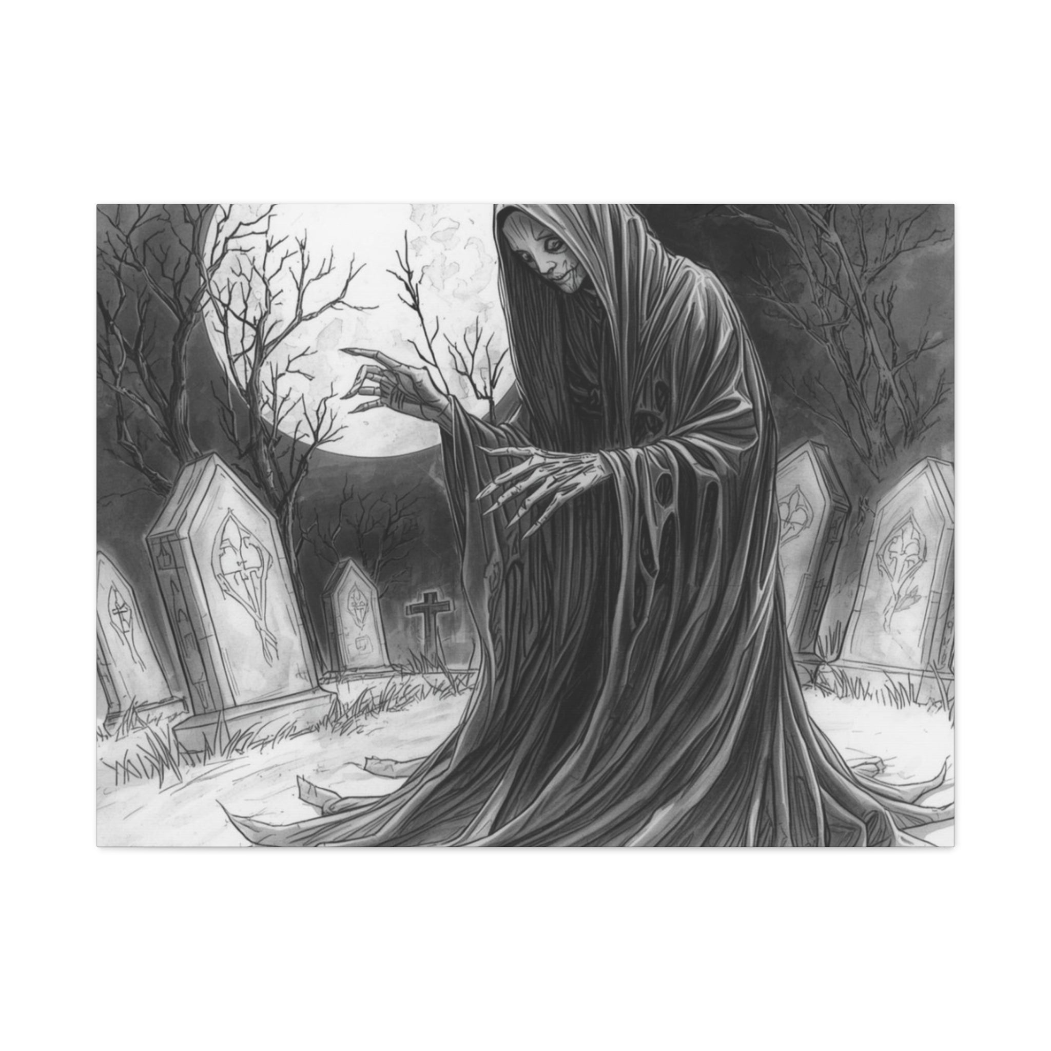 Grim Reaper Graveyard Matte Canvas Wall Art