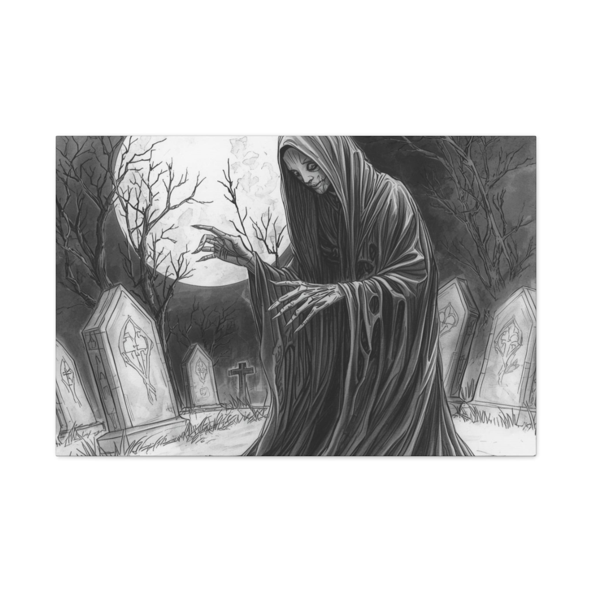 Grim Reaper Graveyard Matte Canvas Wall Art