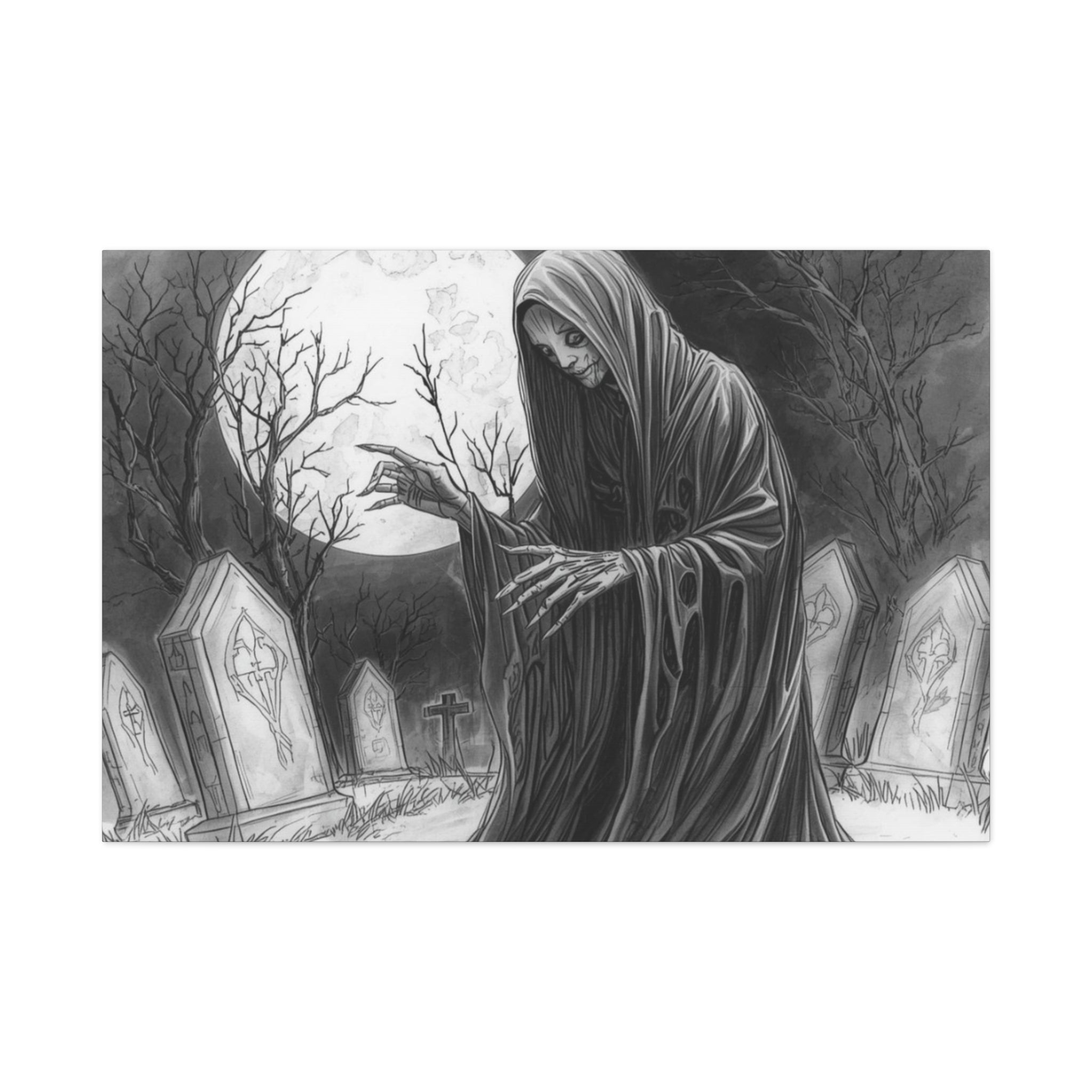 Grim Reaper Graveyard Matte Canvas Wall Art
