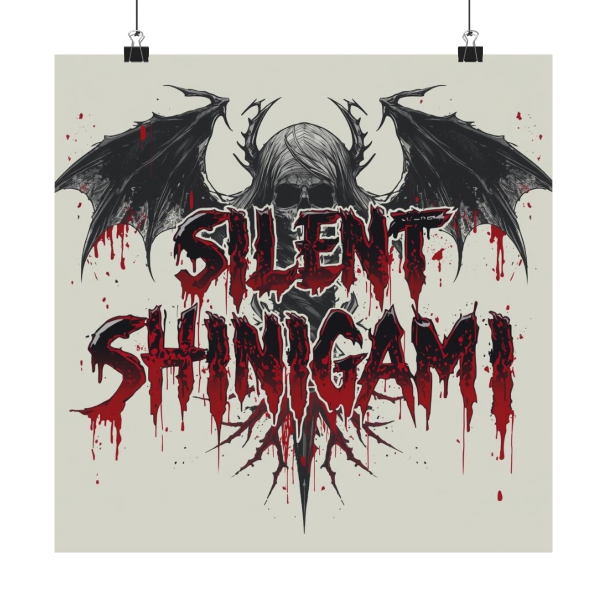 Silent Shinigami Matte Poster — Dark Gothic Skull & Wings Wall Art
