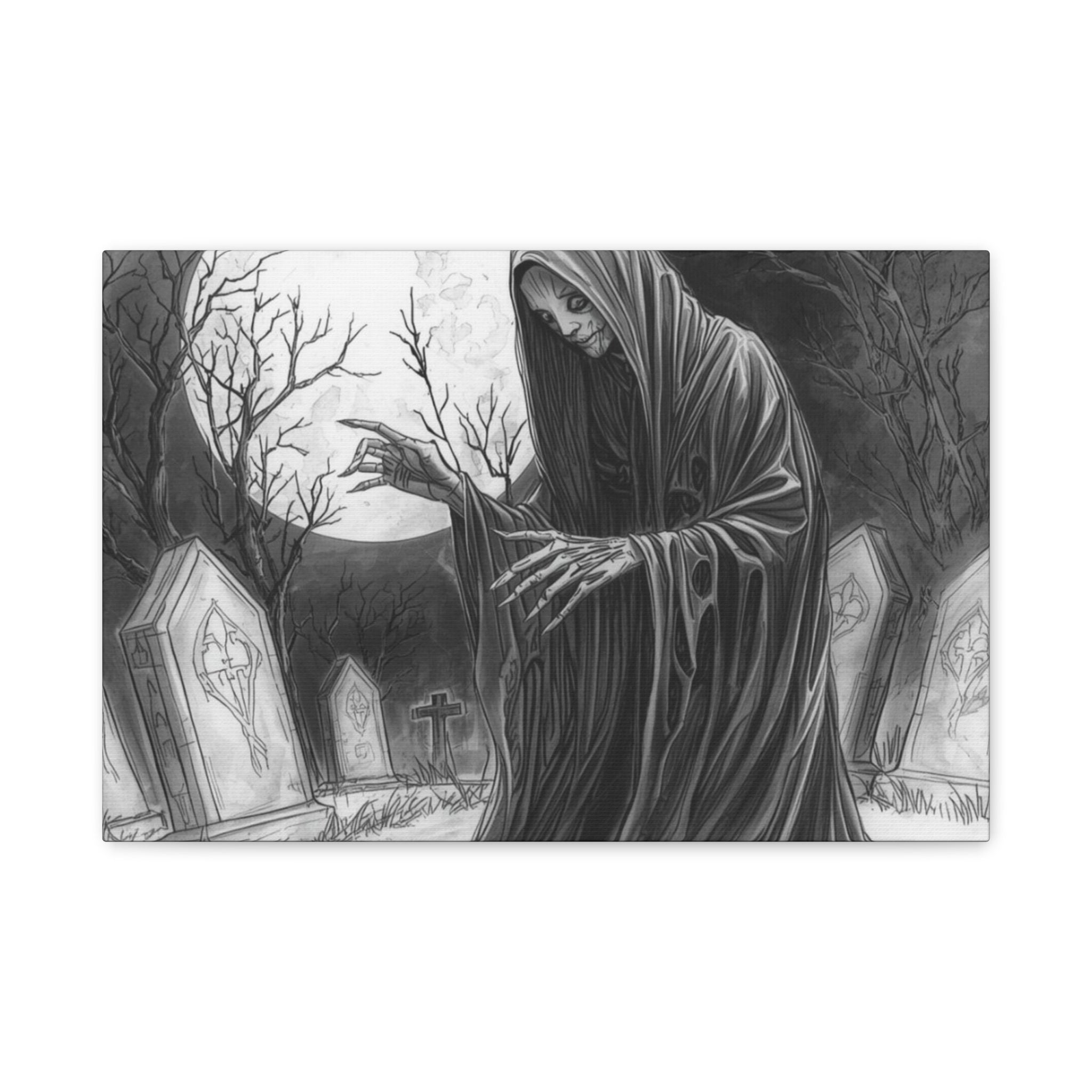Grim Reaper Graveyard Matte Canvas Wall Art