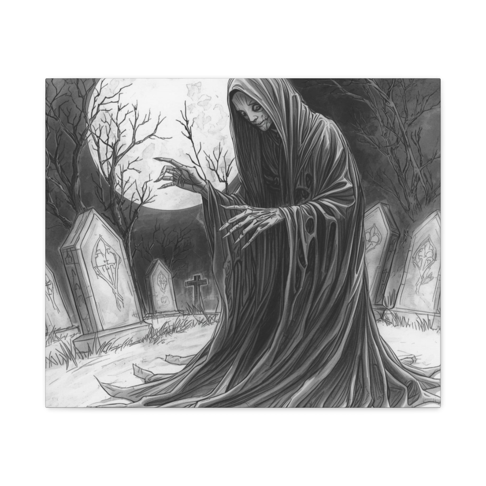 Grim Reaper Graveyard Matte Canvas Wall Art