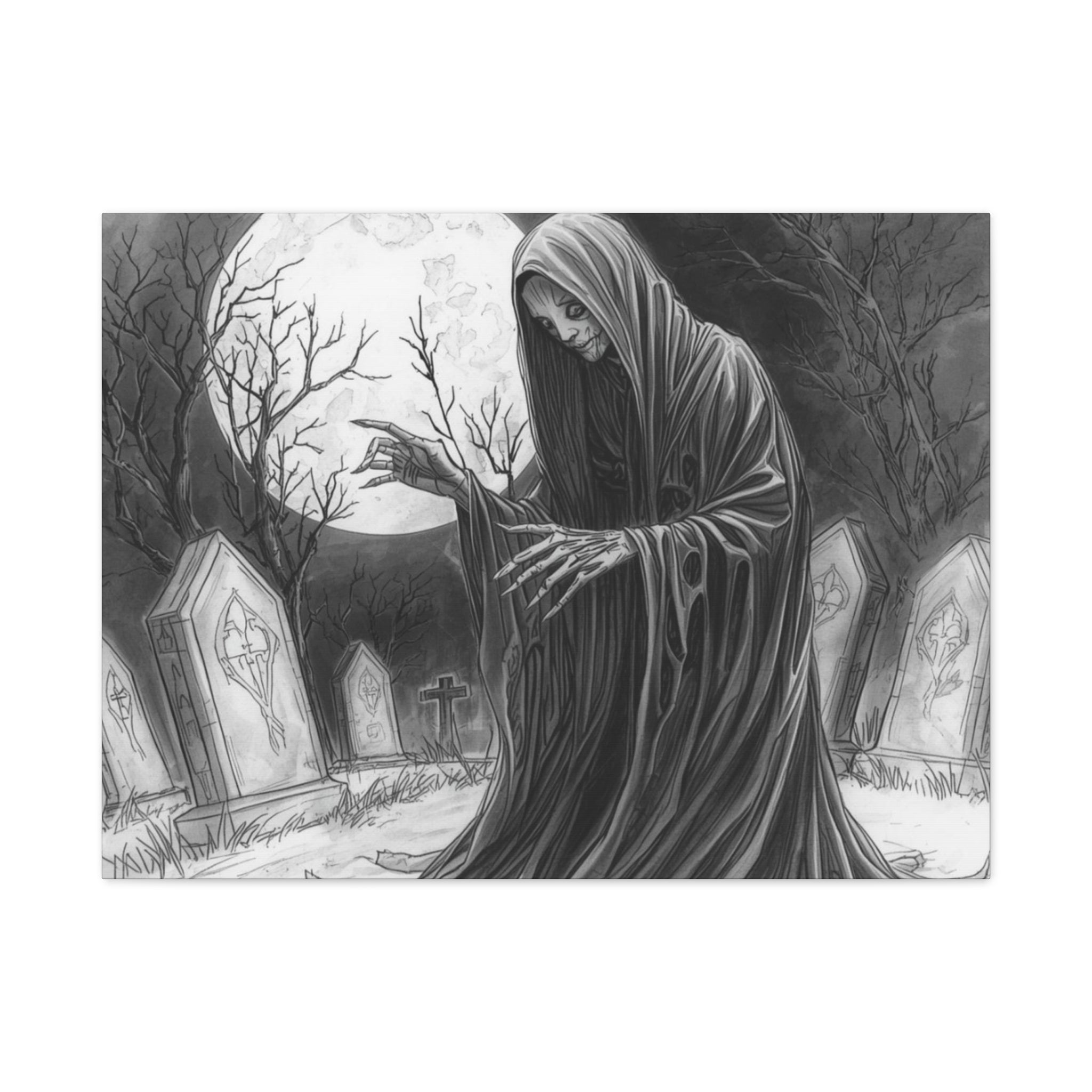 Grim Reaper Graveyard Matte Canvas Wall Art