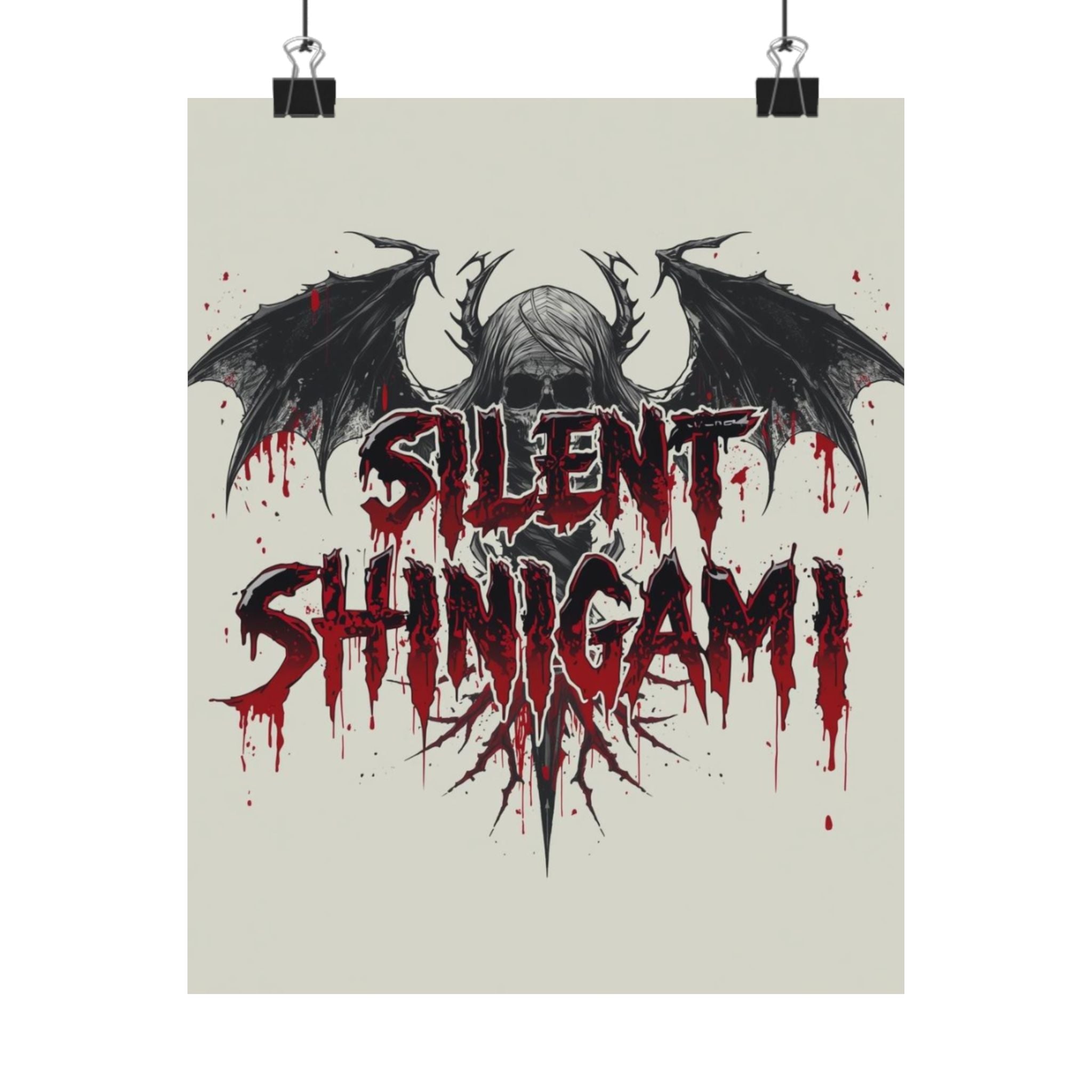 Silent Shinigami Matte Poster — Dark Gothic Skull & Wings Wall Art