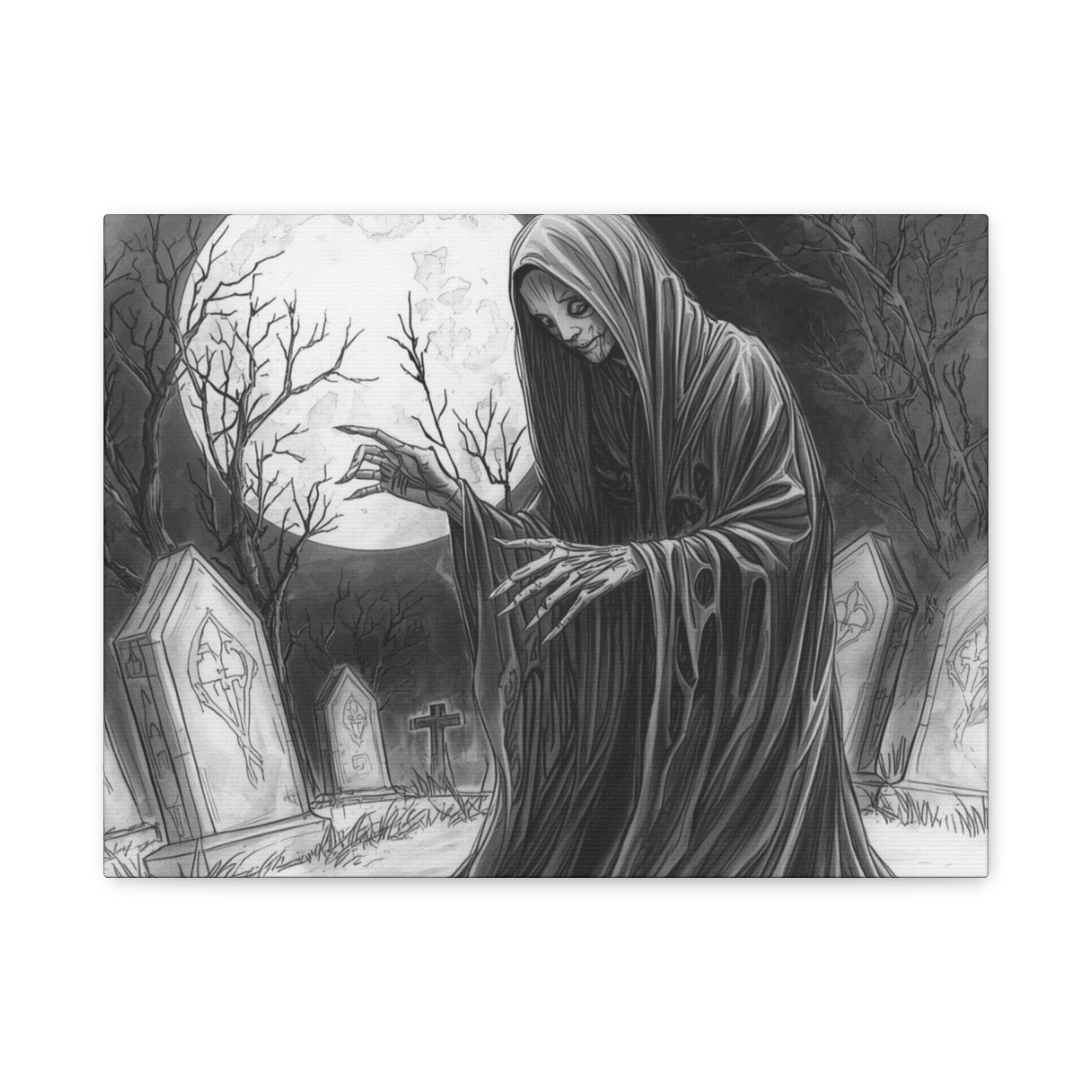 Grim Reaper Graveyard Matte Canvas Wall Art