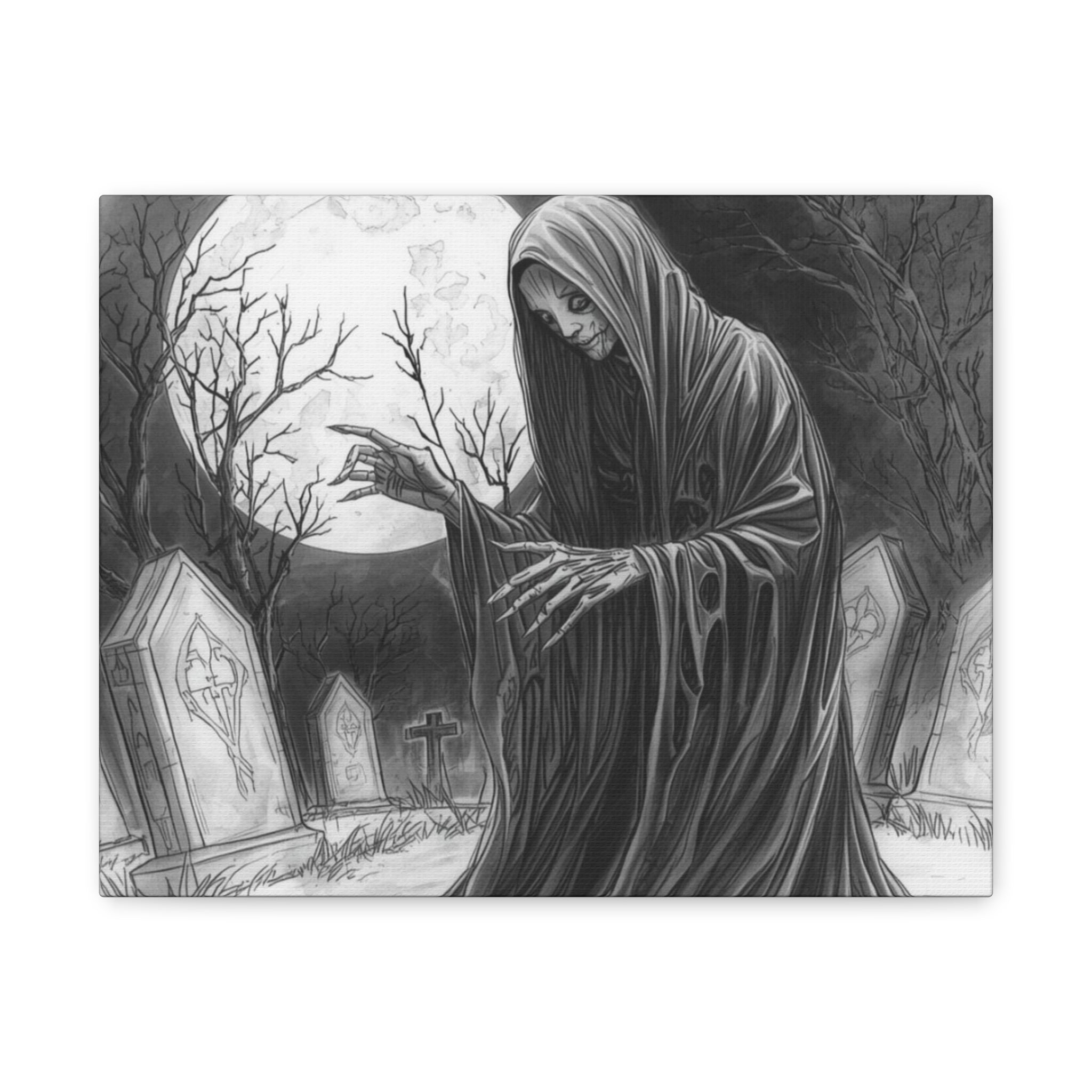 Grim Reaper Graveyard Matte Canvas Wall Art