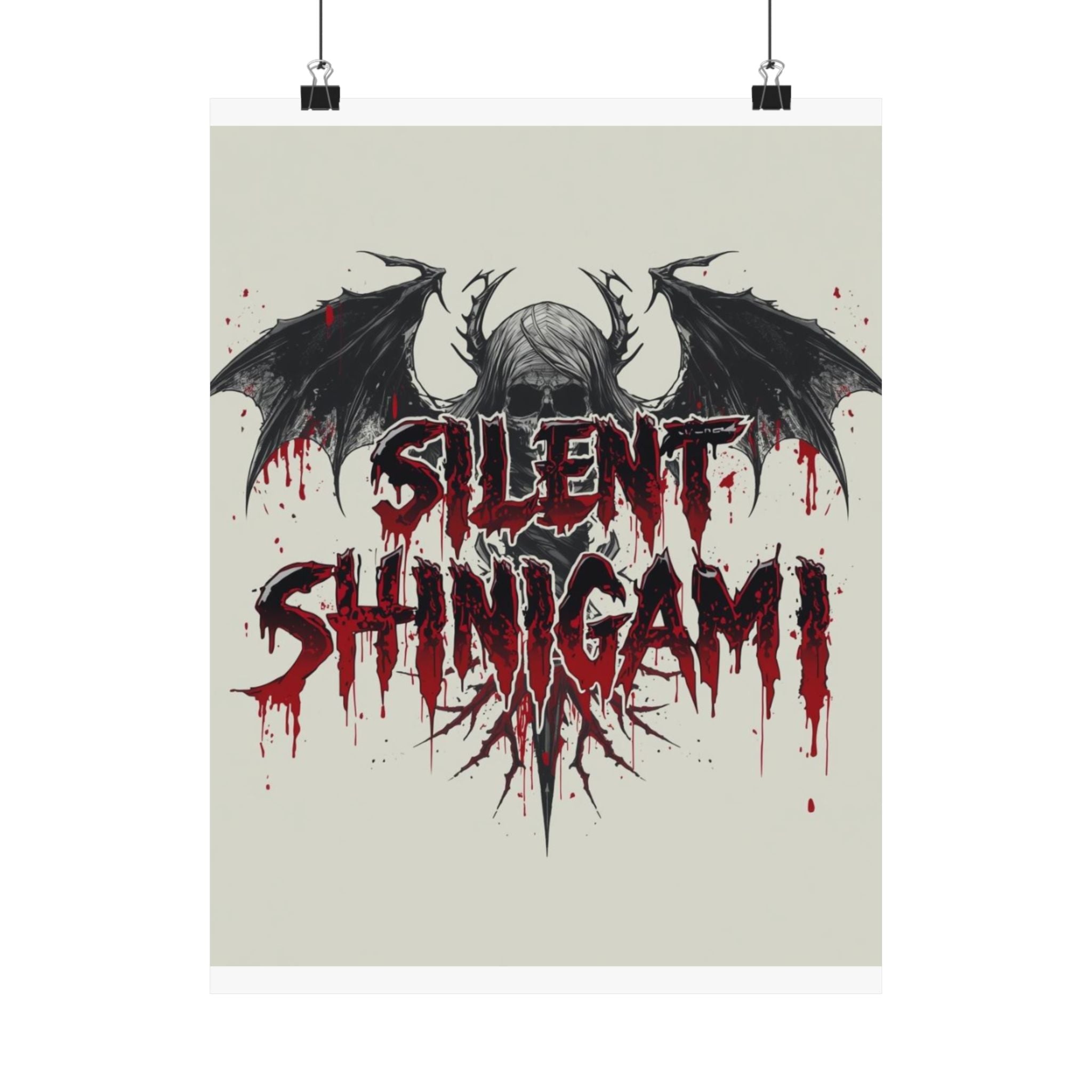 Silent Shinigami Matte Poster — Dark Gothic Skull & Wings Wall Art