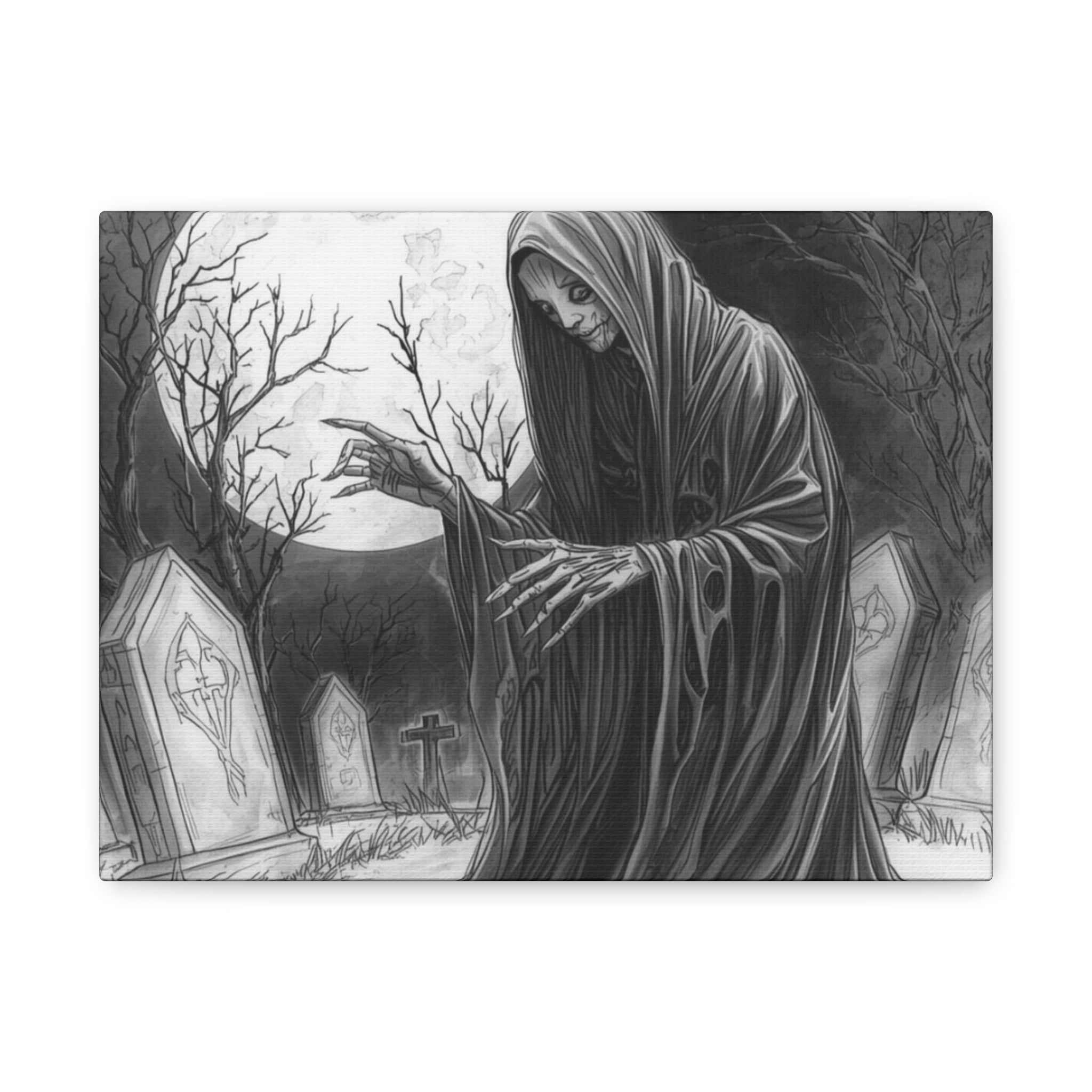 Grim Reaper Graveyard Matte Canvas Wall Art