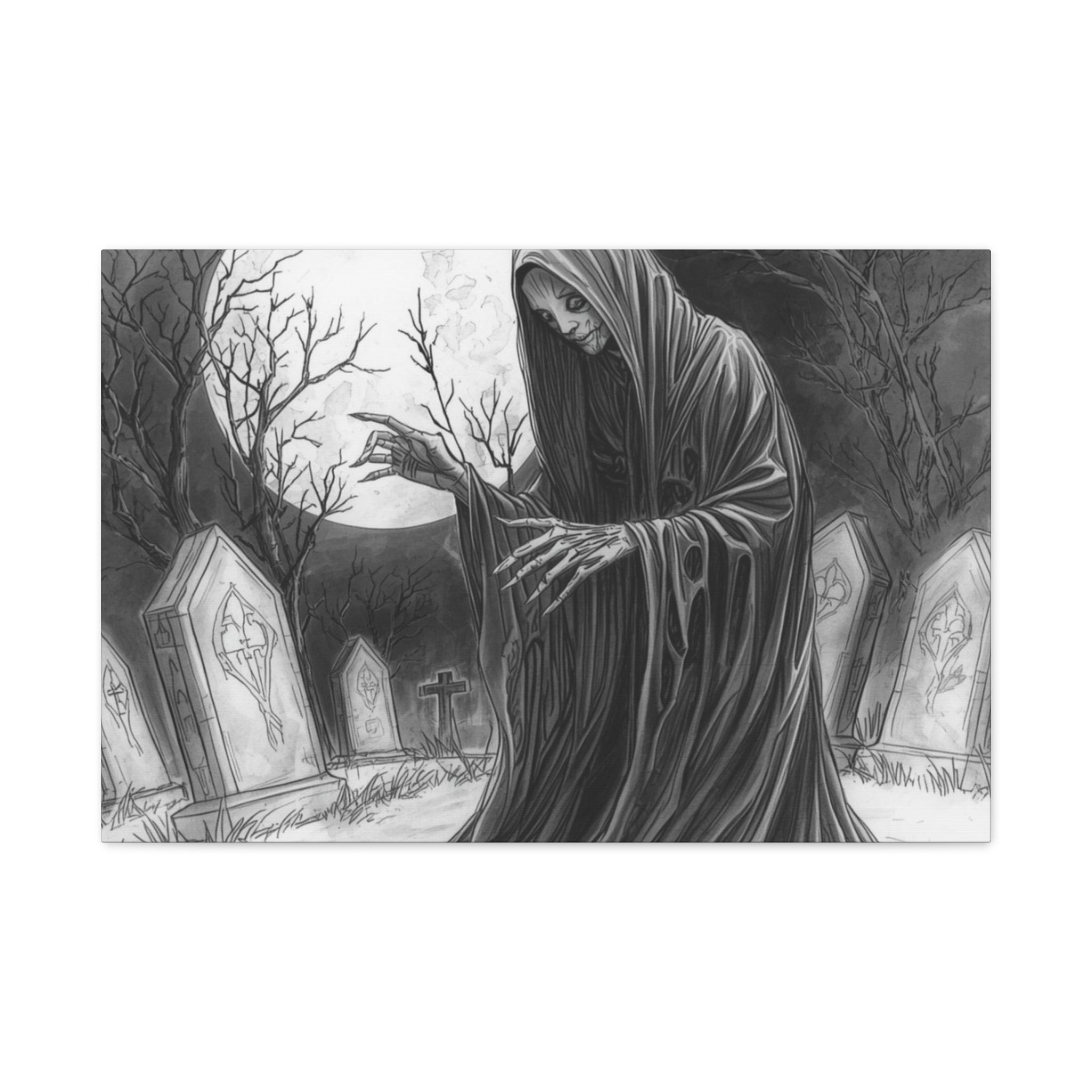 Grim Reaper Graveyard Matte Canvas Wall Art