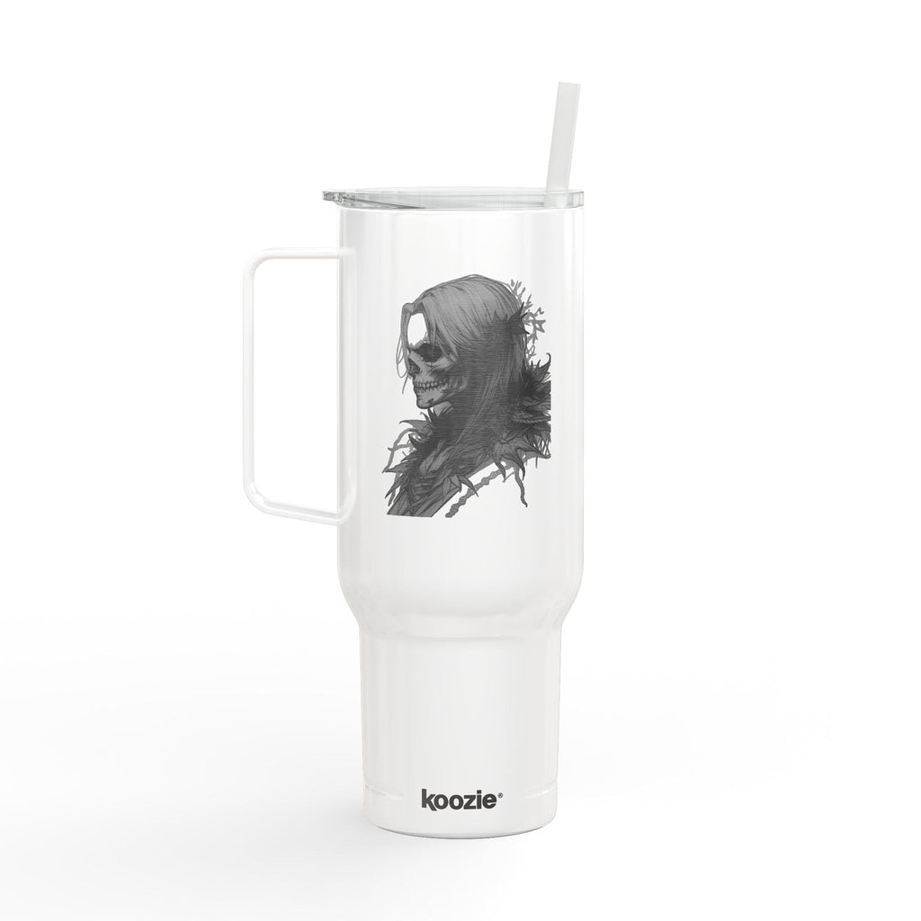 40oz Engraved Skull Reaper Tumbler with Lid — Insulated Travel Cup