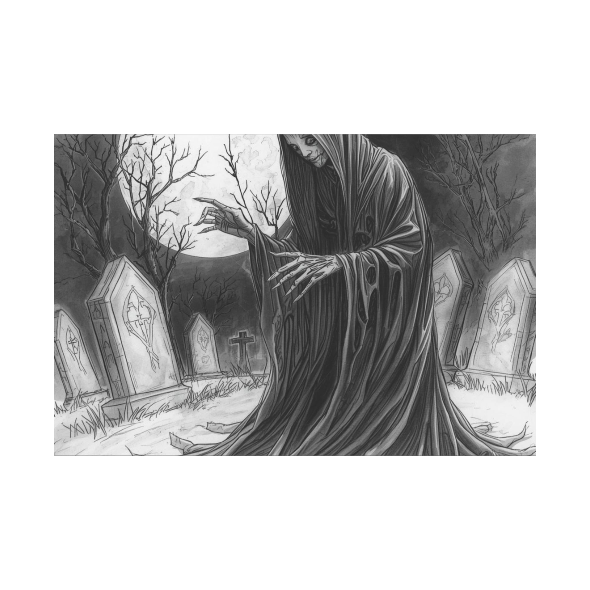 Grim Reaper Graveyard Matte Canvas Wall Art
