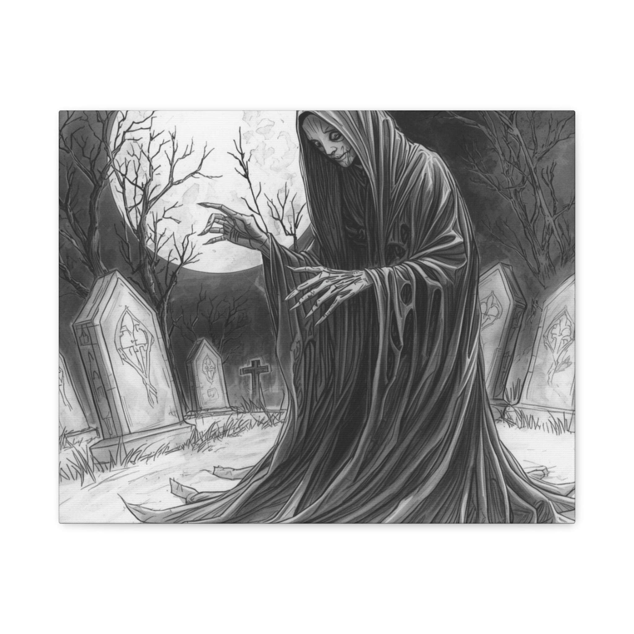 Grim Reaper Graveyard Matte Canvas Wall Art