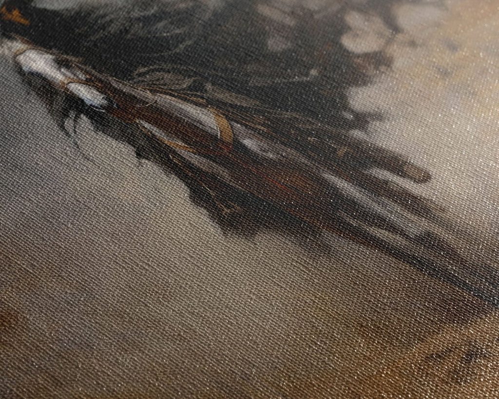 Death Rides A Pale Horse, Framed Canvas Print, Cowboy Grim Reaper, Spooky Halloween Art Print