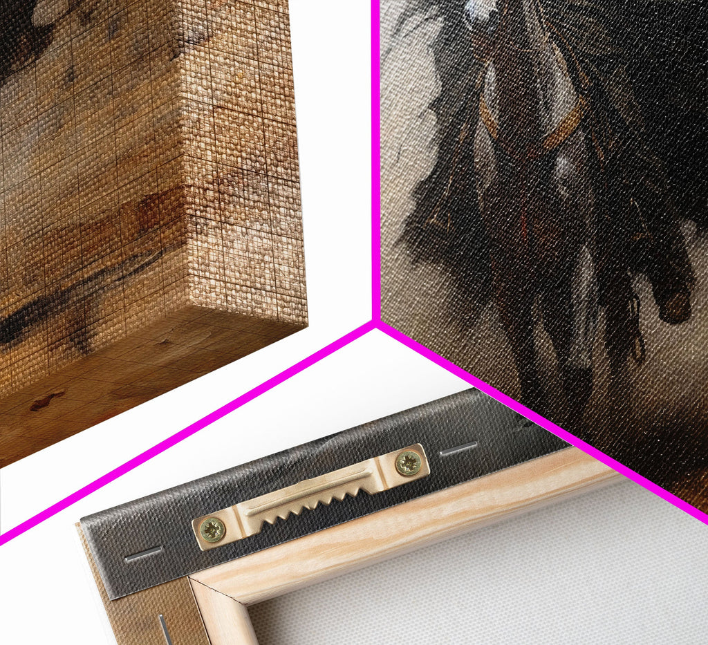 Death Rides A Pale Horse, Framed Canvas Print, Cowboy Grim Reaper, Spooky Halloween Art Print