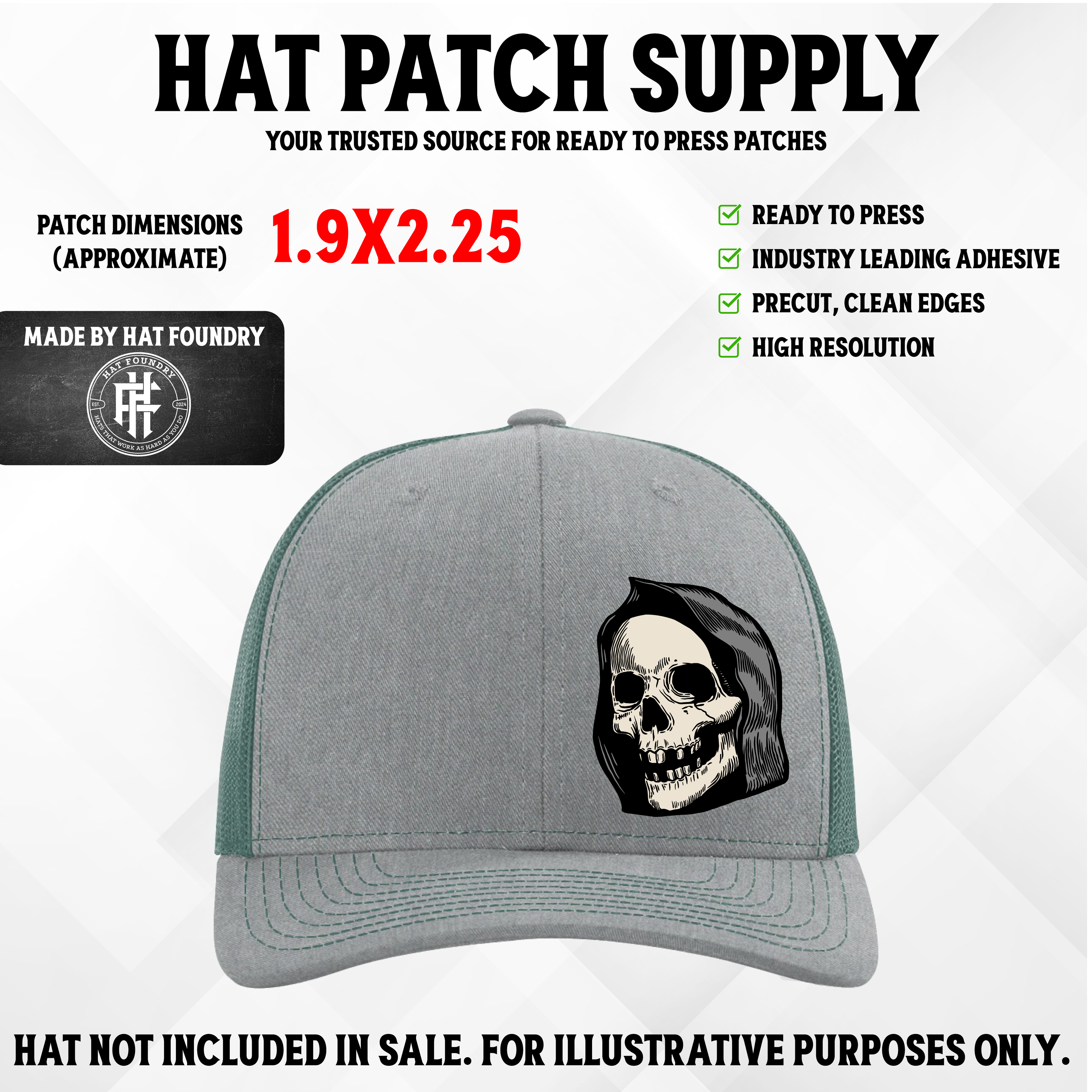 Grim Reaper UV Hat Patch